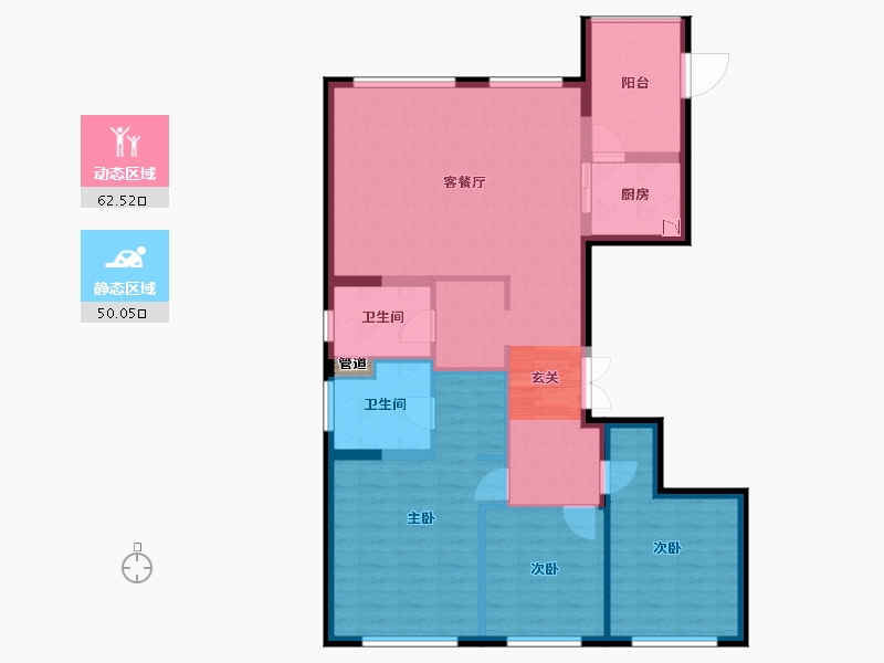 辽宁省-大连市-碧桂园达沃斯广场-102.04-户型库-动静分区