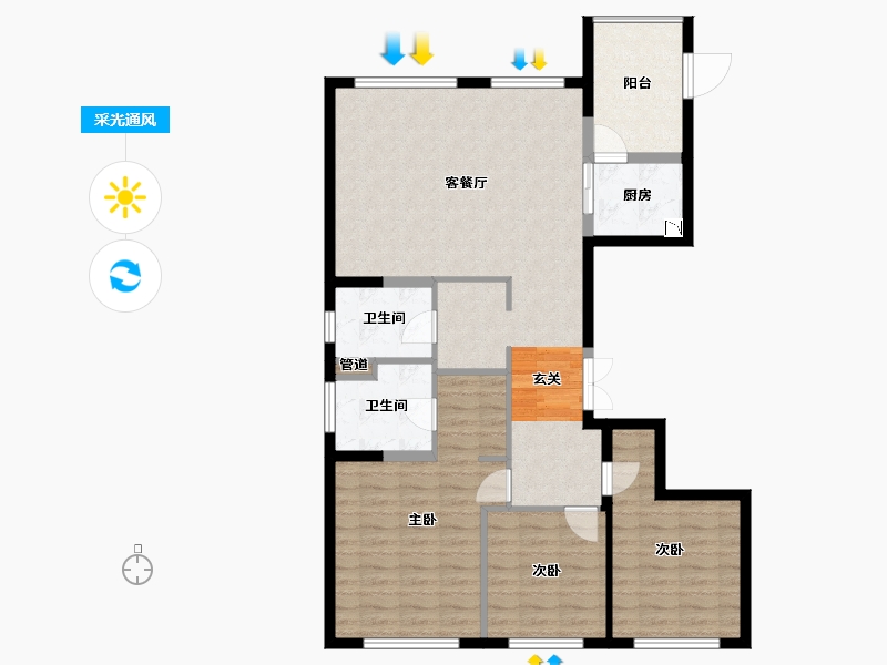 辽宁省-大连市-碧桂园达沃斯广场-102.04-户型库-采光通风