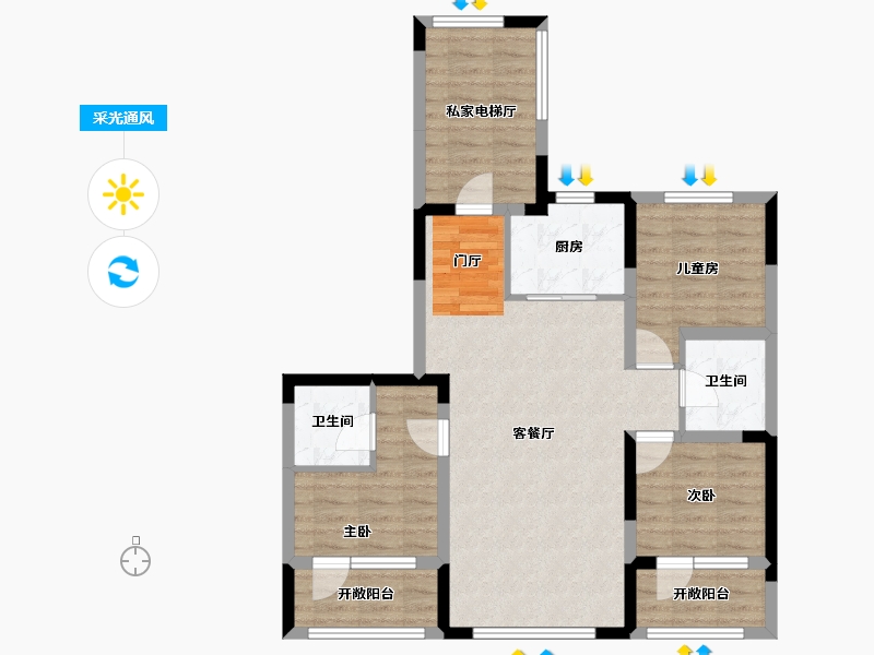 吉林省-四平市-富腾御湖壹号院-82.86-户型库-采光通风