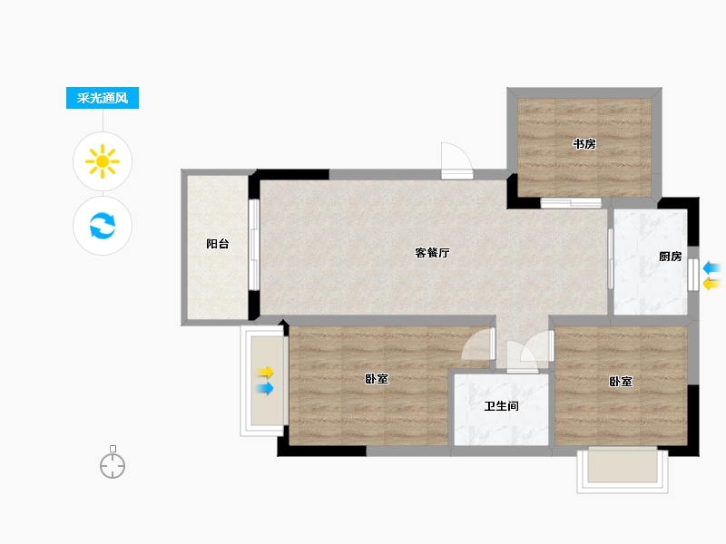 辽宁省-营口市-中玺泷福苑-64.00-户型库-采光通风