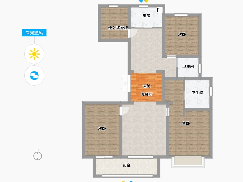 河北省-廊坊市-东胜紫御宏著-111.15-户型库-采光通风