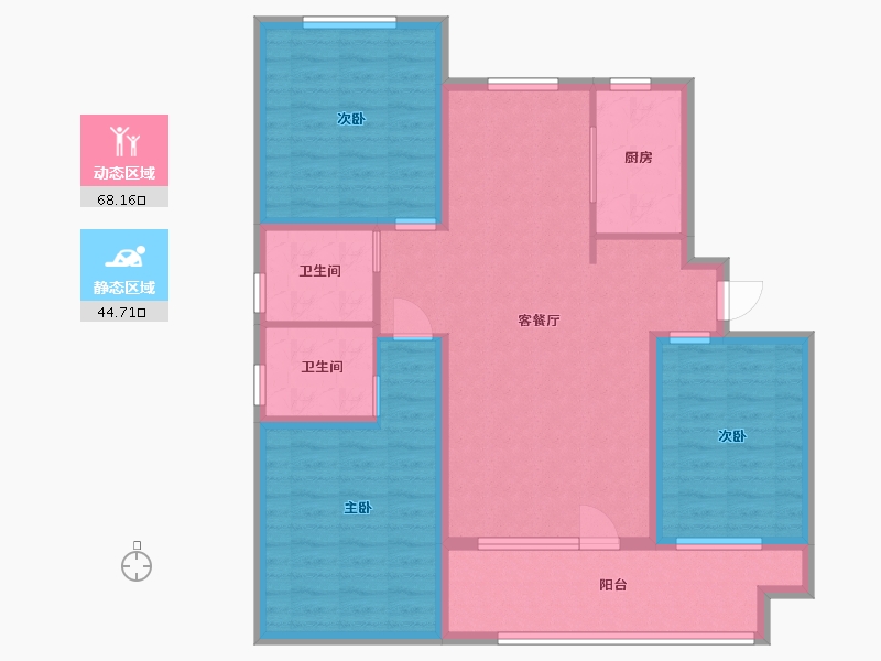 河北省-廊坊市-固安阿尔卡迪亚-100.79-户型库-动静分区