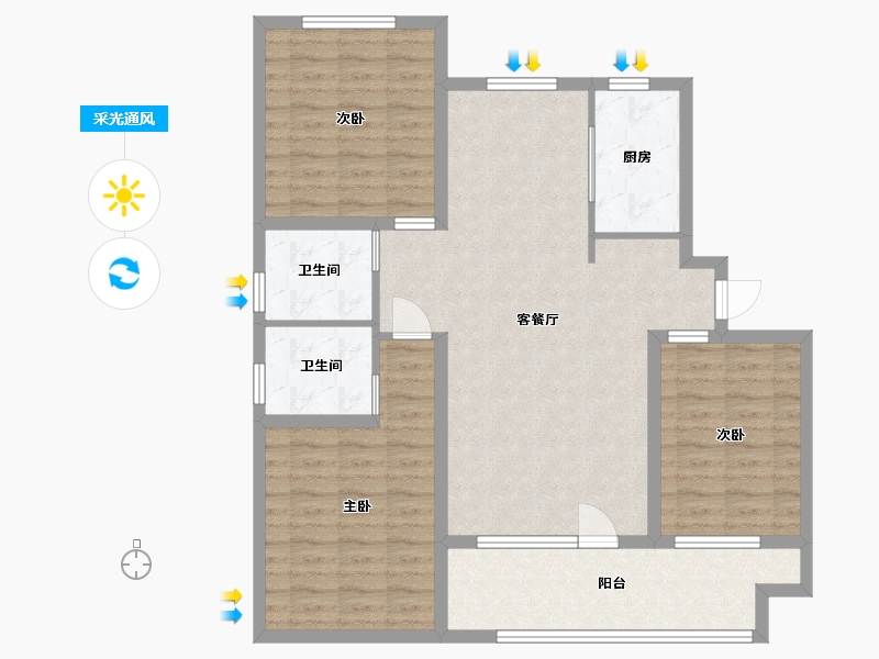 河北省-廊坊市-固安阿尔卡迪亚-100.79-户型库-采光通风