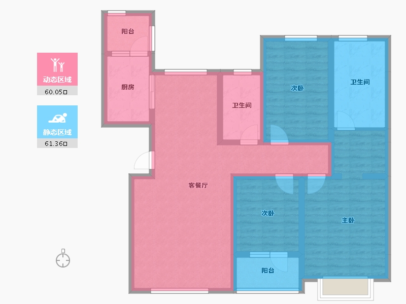 辽宁省-大连市-恒瑞大湖山语-107.34-户型库-动静分区