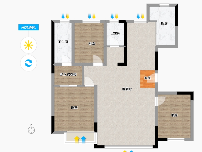 辽宁省-抚顺市-中天首府-94.38-户型库-采光通风