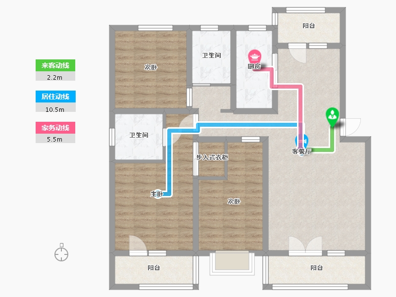 河北省-廊坊市-京畿檀宫-104.00-户型库-动静线