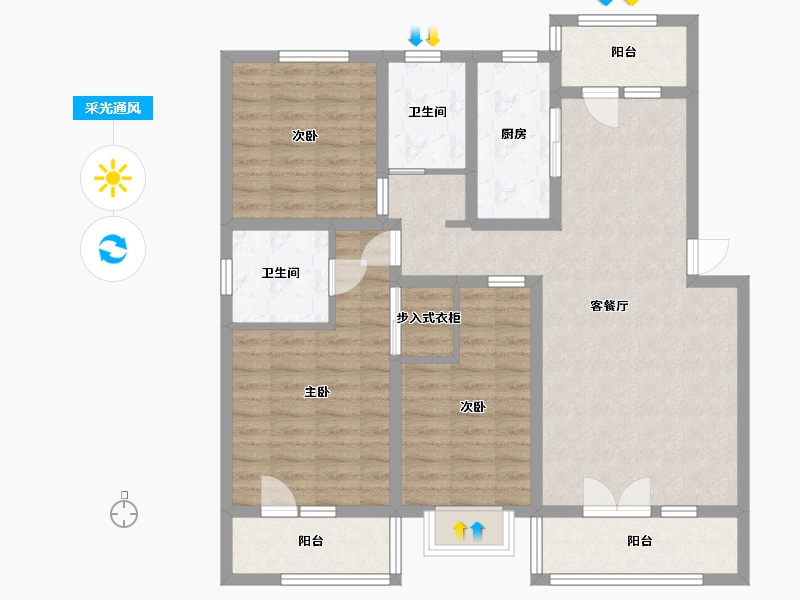 河北省-廊坊市-京畿檀宫-104.00-户型库-采光通风