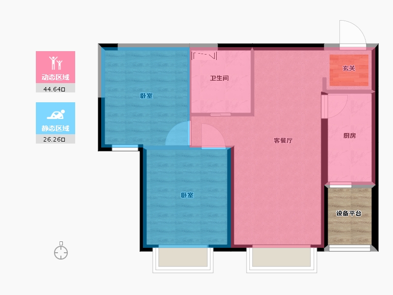 山西省-太原市-实地·紫藤公馆-67.41-户型库-动静分区