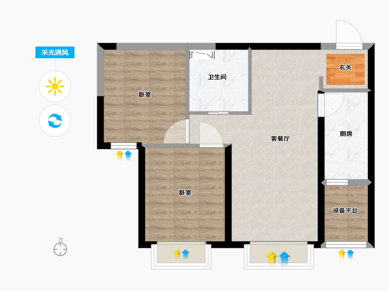 山西省-太原市-实地·紫藤公馆-67.41-户型库-采光通风