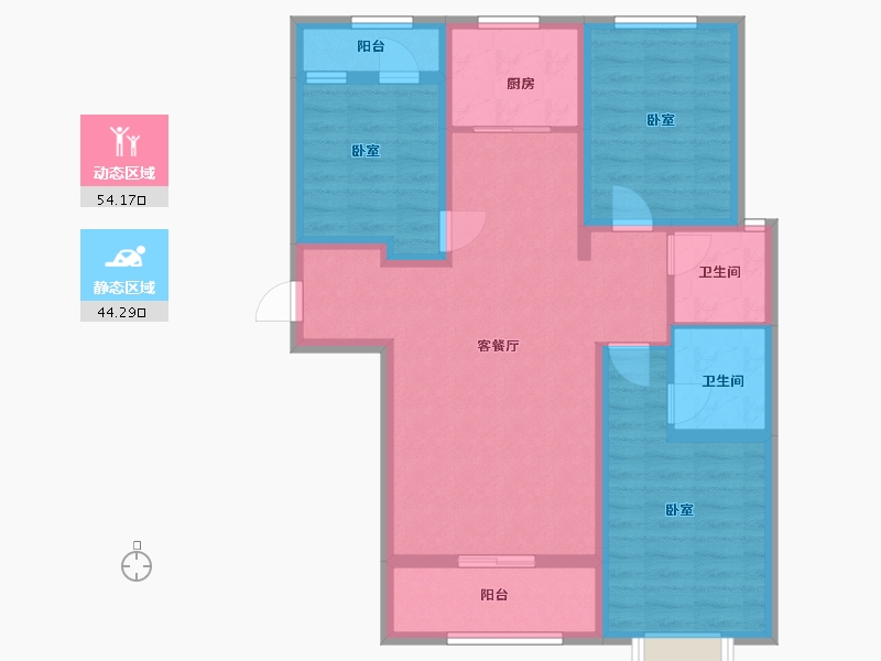 河北省-邢台市-瀚业紫御澜湾-86.94-户型库-动静分区