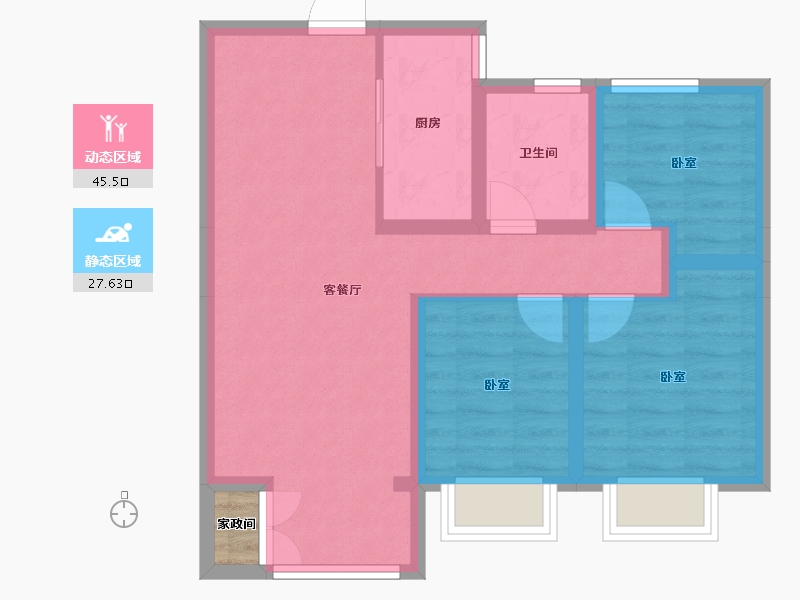 山西省-太原市-保利滨河上院-65.72-户型库-动静分区