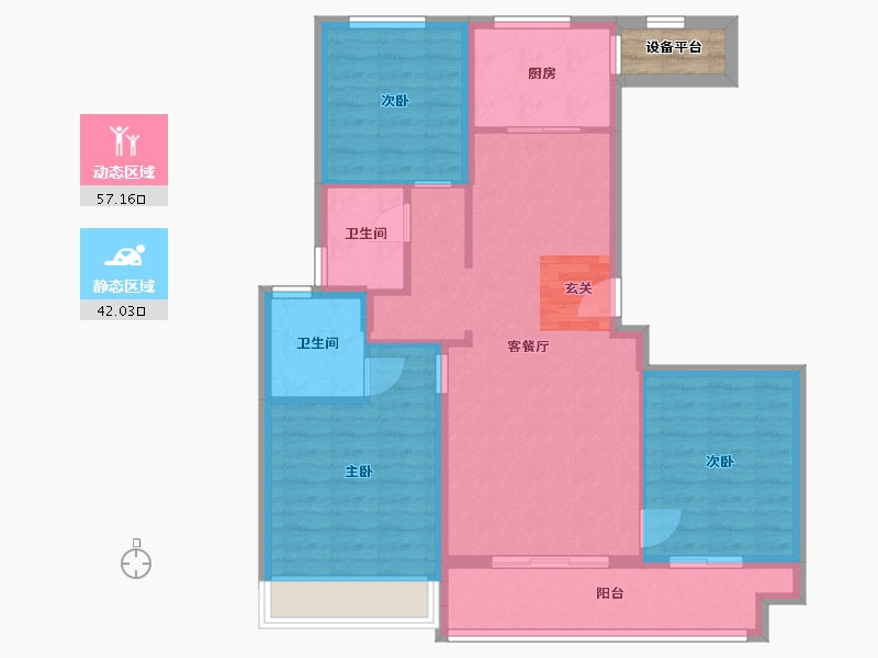 河北省-廊坊市-蓝城雲庐-91.25-户型库-动静分区