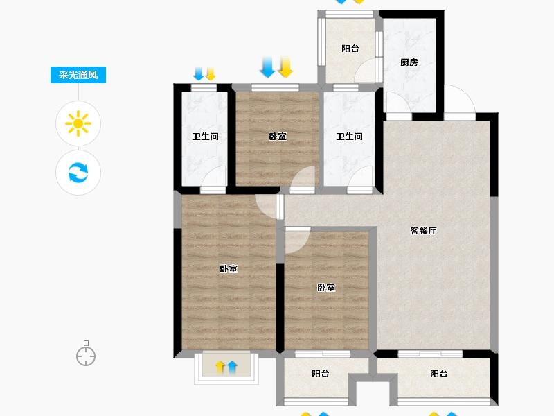 山西省-太原市-泛华盛世阳光-86.52-户型库-采光通风