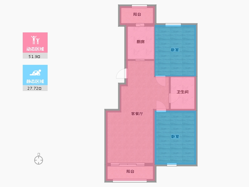 辽宁省-丹东市-永同昌翡翠公馆-71.41-户型库-动静分区