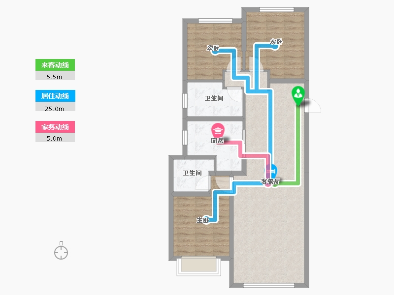 内蒙古自治区-呼和浩特市-秋实学院里-88.31-户型库-动静线