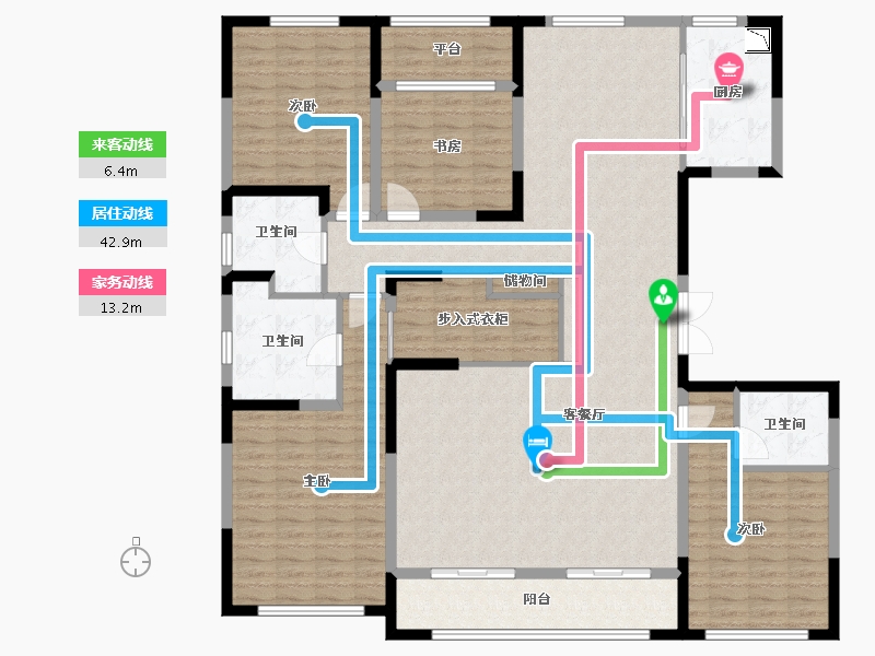 内蒙古自治区-呼和浩特市-创联绿城·玖悦府-173.58-户型库-动静线