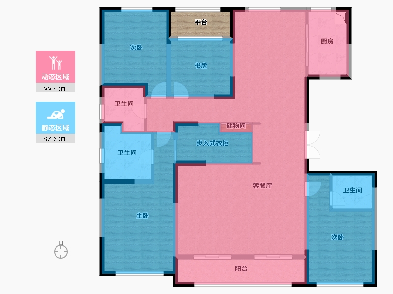 内蒙古自治区-呼和浩特市-创联绿城·玖悦府-173.58-户型库-动静分区