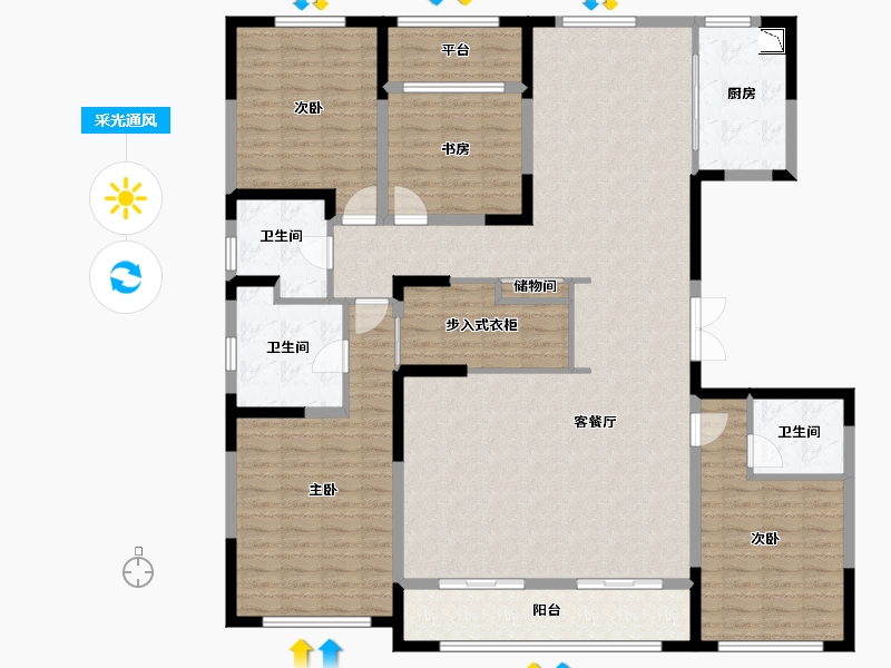 内蒙古自治区-呼和浩特市-创联绿城·玖悦府-173.58-户型库-采光通风