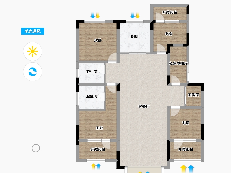 吉林省-四平市-富腾御湖壹号院-121.91-户型库-采光通风