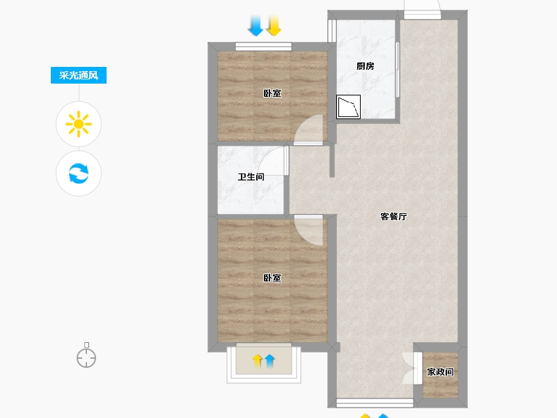 山西省-太原市-保利滨河上院-55.01-户型库-采光通风