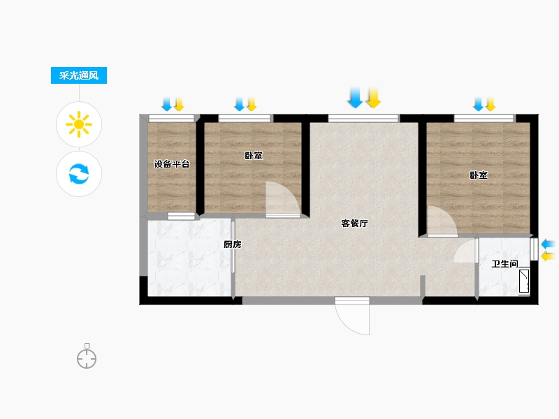 山西省-太原市-实地·紫藤公馆-60.06-户型库-采光通风