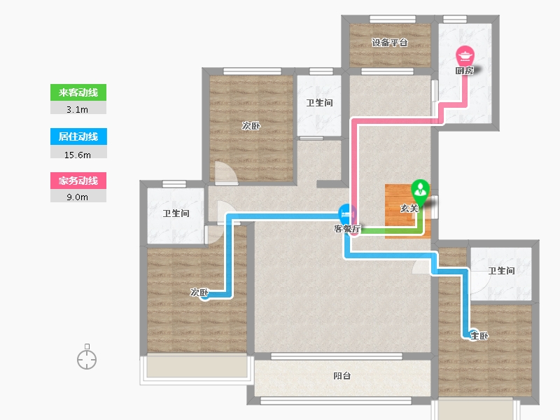 河北省-廊坊市-蓝城雲庐-113.36-户型库-动静线