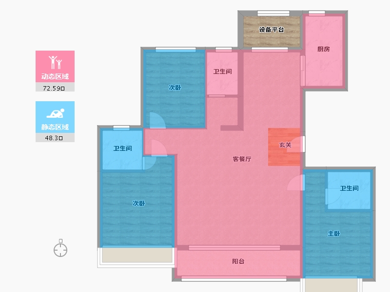 河北省-廊坊市-蓝城雲庐-113.36-户型库-动静分区