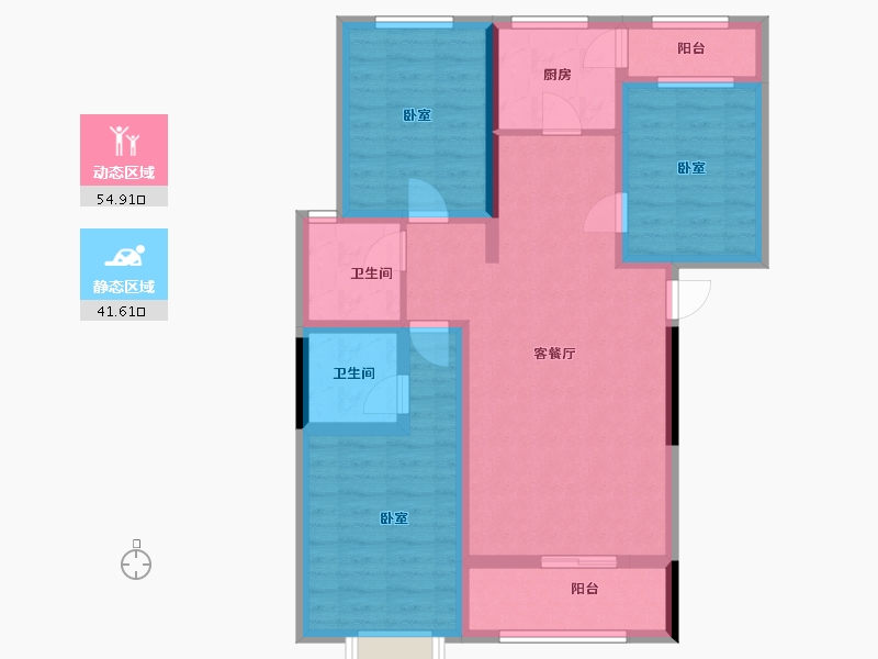 河北省-邢台市-瀚业紫御澜湾-84.82-户型库-动静分区