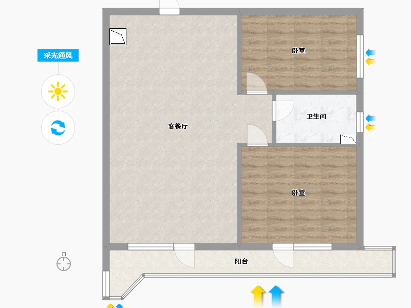 辽宁省-营口市-金泰城海岸线-82.00-户型库-采光通风