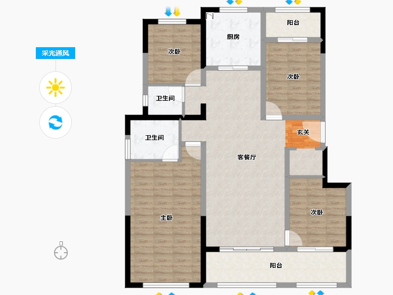 云南省-昆明市-俊发生态半岛滇池俊府-121.20-户型库-采光通风