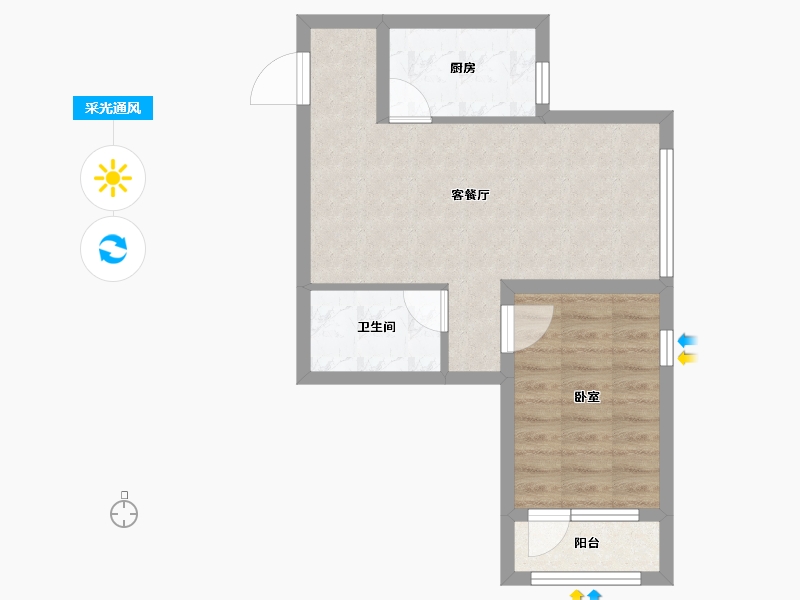 辽宁省-大连市-玉龙湾-46.83-户型库-采光通风