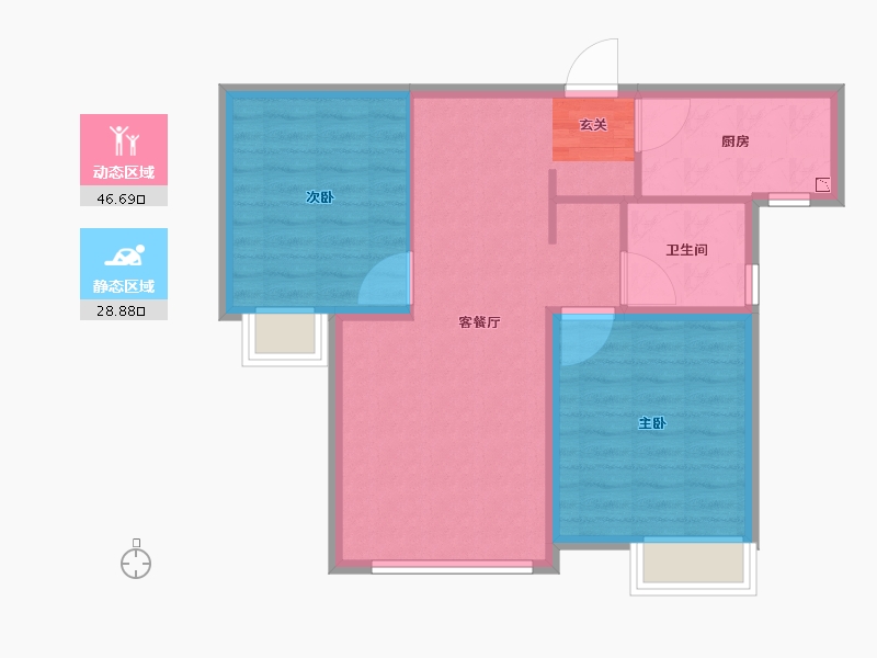 河北省-唐山市-海玥名邸-68.00-户型库-动静分区