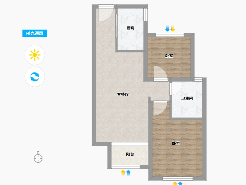 辽宁省-大连市-佳兆业悦璟-57.19-户型库-采光通风