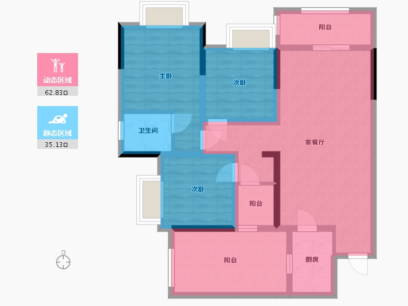 四川省-资阳市-恒信 ·御景-85.81-户型库-动静分区