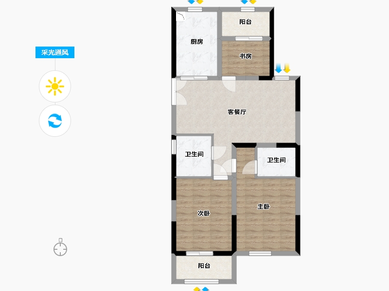 浙江省-绍兴市-佳源广场-82.66-户型库-采光通风