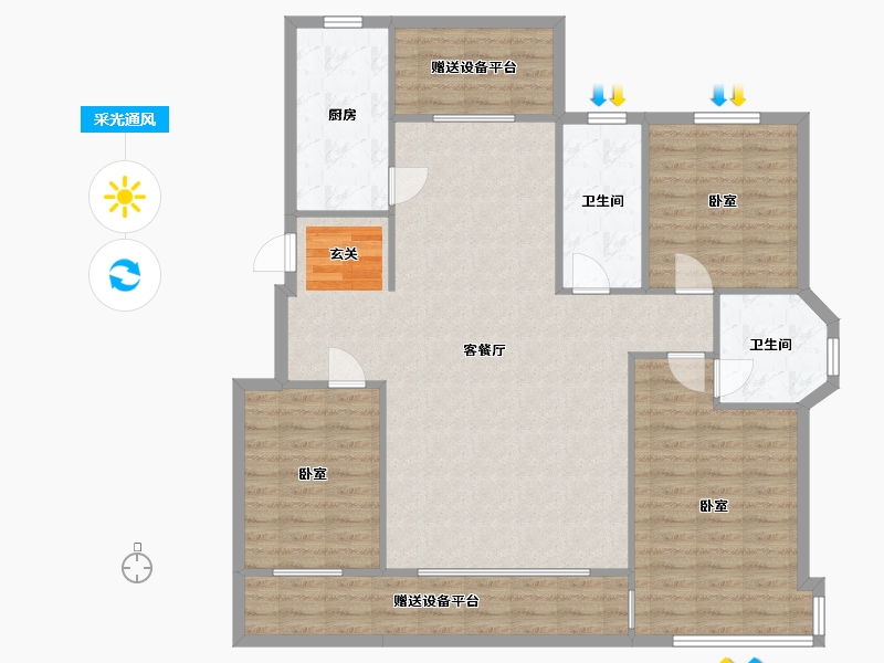 辽宁省-营口市-林昌·第五郡-124.51-户型库-采光通风