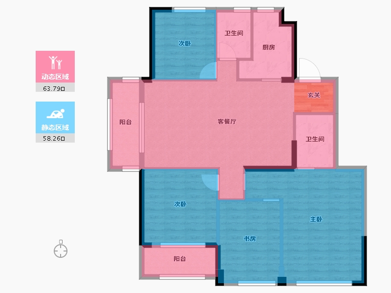 云南省-曲靖市-云溪白鹭-110.93-户型库-动静分区