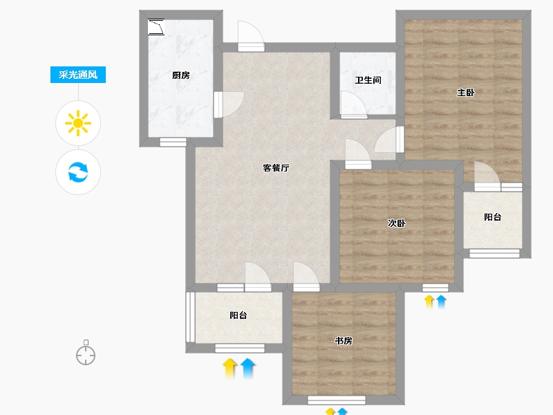 河北省-廊坊市-京畿檀宫-71.20-户型库-采光通风