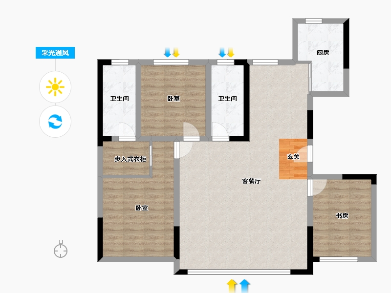 辽宁省-抚顺市-中天首府-102.94-户型库-采光通风