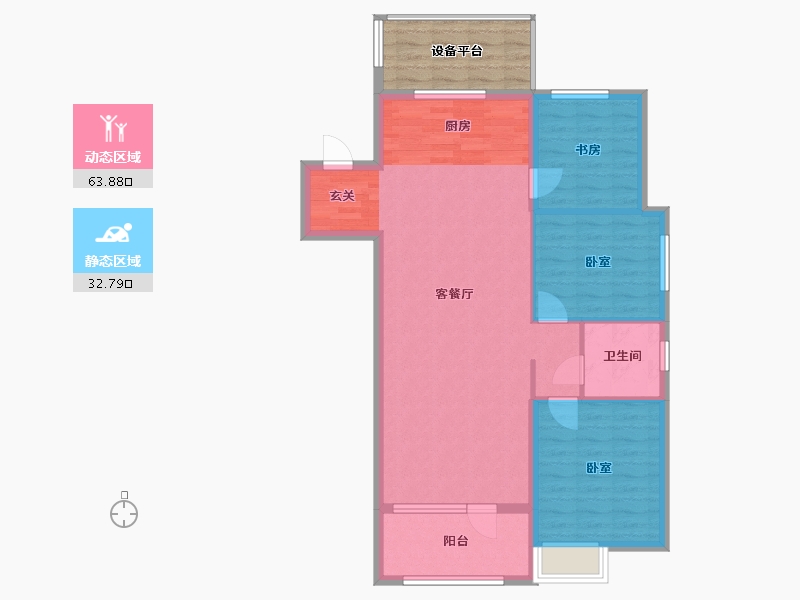 辽宁省-丹东市-滨江·凯旋门-95.16-户型库-动静分区