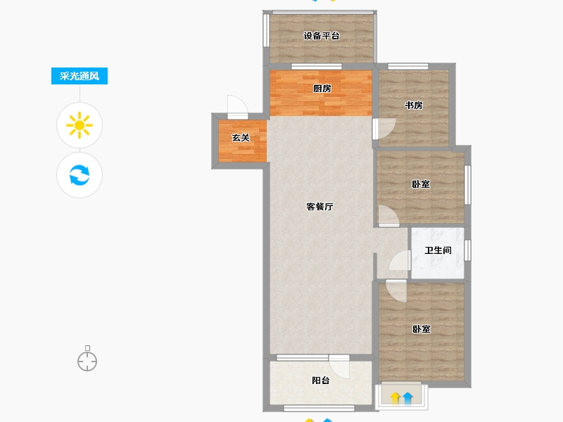 辽宁省-丹东市-滨江·凯旋门-95.16-户型库-采光通风