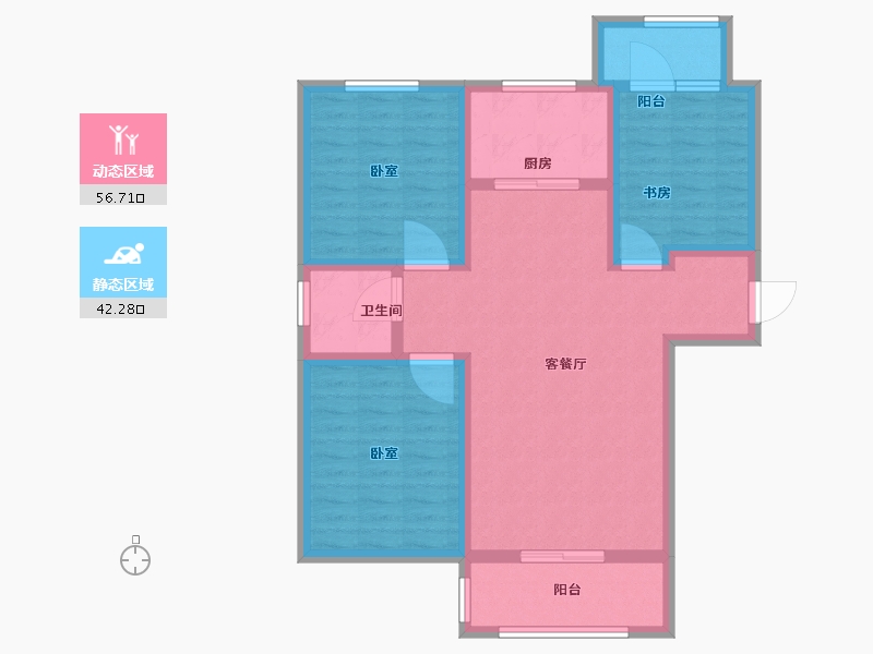 河北省-邢台市-瀚业紫御澜湾-88.01-户型库-动静分区