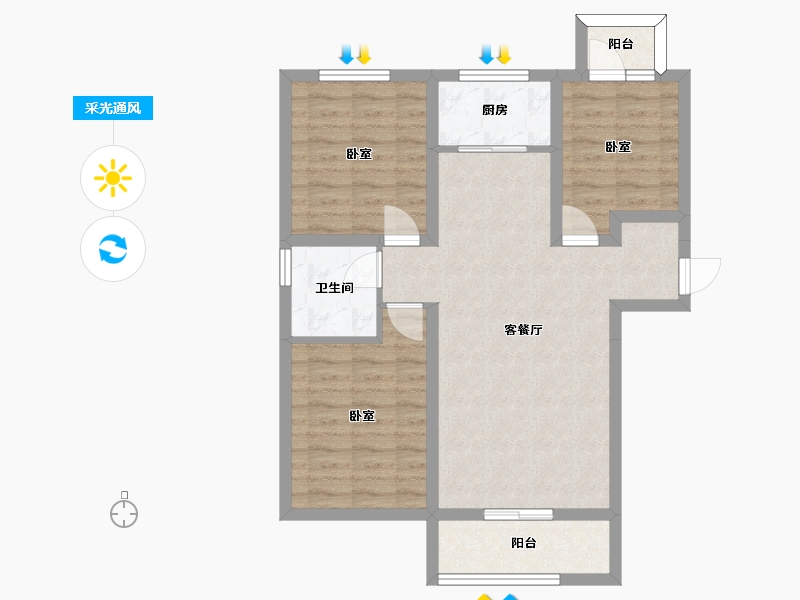 河北省-邢台市-瀚业紫御澜湾-73.93-户型库-采光通风