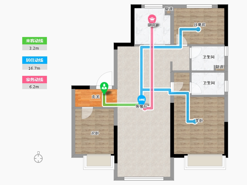 辽宁省-大连市-碧桂园御州府渤海郡-90.00-户型库-动静线