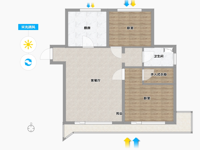 辽宁省-营口市-金泰城海岸线-97.00-户型库-采光通风