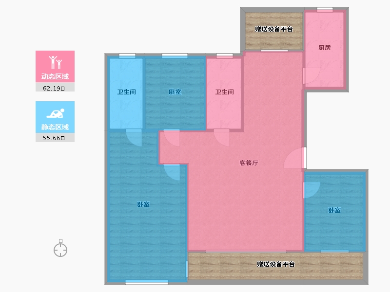 辽宁省-营口市-林昌·第五郡-125.81-户型库-动静分区