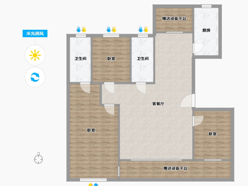 辽宁省-营口市-林昌·第五郡-125.81-户型库-采光通风