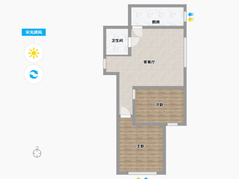 河北省-廊坊市-国泉城翰林府-67.60-户型库-采光通风