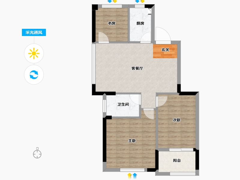 云南省-曲靖市-云溪白鹭-68.91-户型库-采光通风