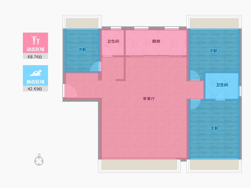 辽宁省-大连市-万科未来之光-101.99-户型库-动静分区